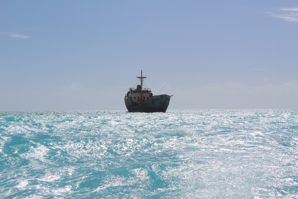 Abandoned Ship At Sea